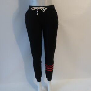 NWT Womens Sol Angeles Black, Pink Waves Jogger Sweatpants M